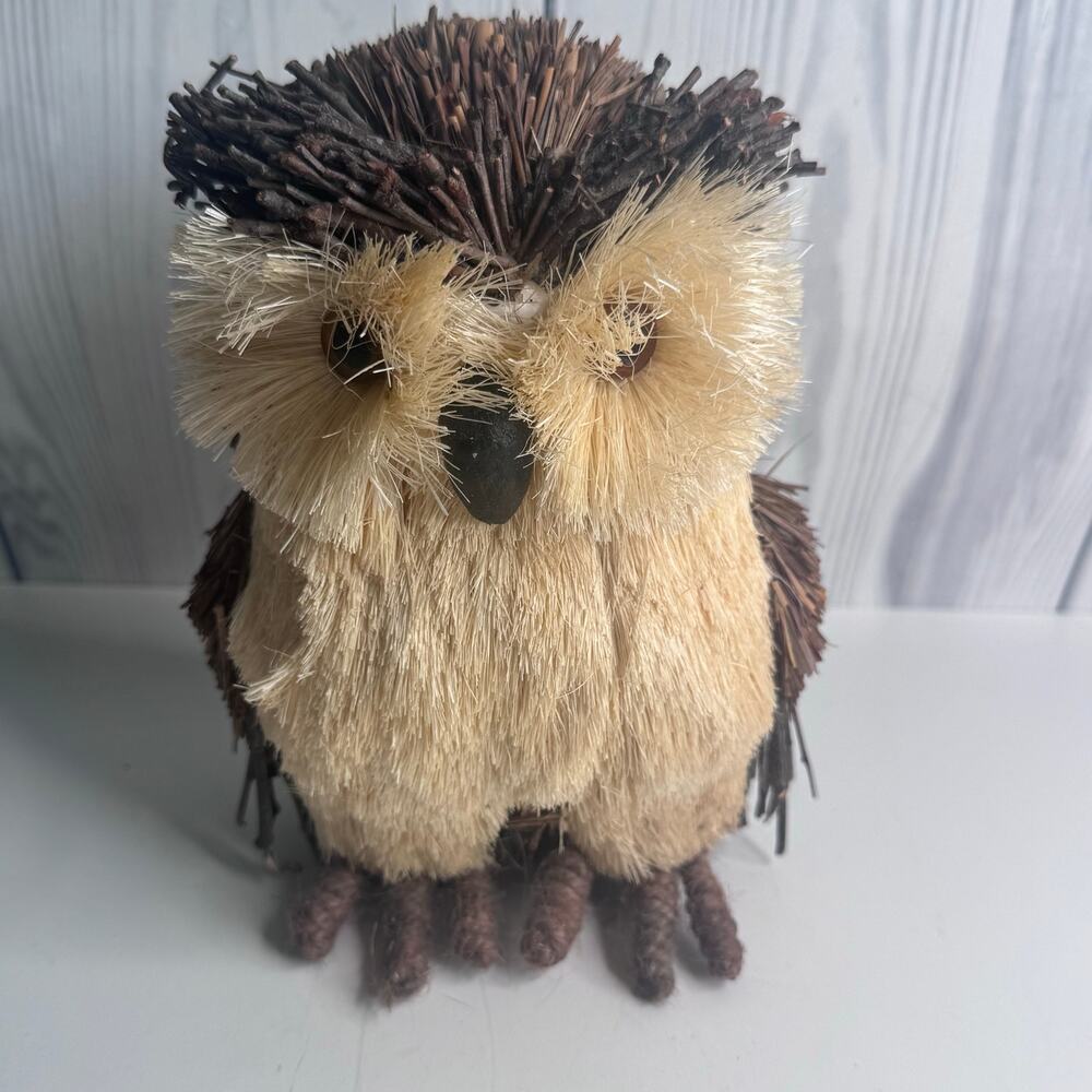 New pier 1 Owl Figure - Sisal & Twigs Woodland Natural Forest Animal Decor 8”
